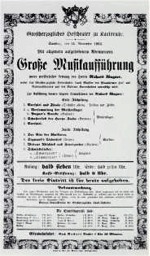 Richard Wagner Ankündigung einer Musikaufführung in Karlsruhe